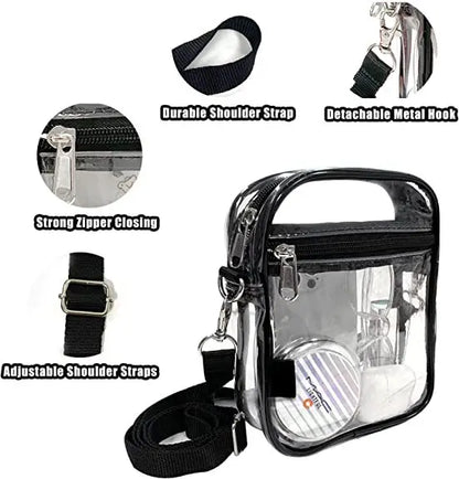 Clear Crossbody Purse Bag,Stadium Approved with Front Pocket for Concerts Sports Festivals Holiday Beach Waterproof Bag