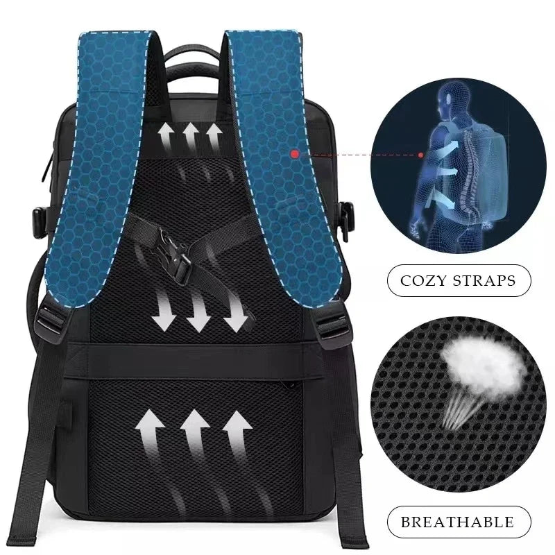 BANGE Aesthetic Men Business Backpack School Expandable USB Bag, Large Capacity 17.3 Laptop Waterproof Fashion Travel Backpack