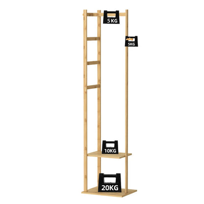 Bamboo Garment Coat Clothes Stand Rack Hat Shoe Wooden Hanger Holder Shelf Tidy Garment Hanging Rail Hooks