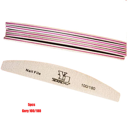 5/25Pcs/Lot Nail File Mix Color 80/100/150/180/240 Grit Professional Sandpaper Cuticle Remover Buffer Files Manicure Tool Set
