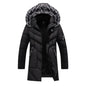 Men's Winter Thick Cotton Parka Casual Long Coat with Removable Hat Slim Fit Warm And Comfortable