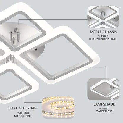 Modern LED Ceiling Light Dimmable Ceiling Lamp Fixture  Acrylic Flush Mount Ceiling Chandelier Lighting for Living Room Home