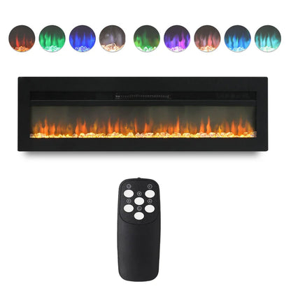 KOMORE Wall Mounted Electric Fireplace with Remote Control for Living Room, Automatic Safety Shutoff , 12 Flame Colors