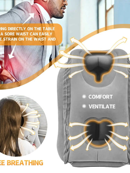 1pc Inflatable Travel Pillow, Airplane Pillow With Patented Valve Design, Travel Accessories With Neck And Head Support, Travel