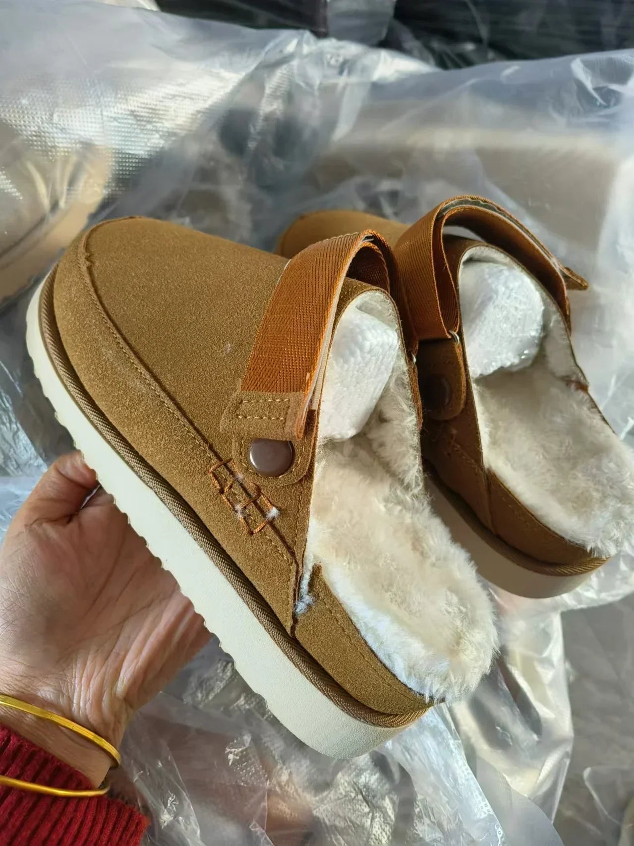 Winter Warm Thick Soles covered Half Slipper Shoes for Women