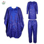 Men's African Traditional 3PCS Outfit  Blue Bazin Riche Agbada Embroidered Robe