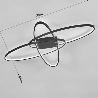KOMORE Minimalistic Unique Oval LED Semi-Flush Ceiling Light, 76 W Cool White for Office, Living Room, Bedroom, Kitchen, Hallway