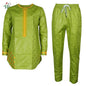 Men's Traditional Agbada 2PCS Green Bazin Riche Shirt and Pant