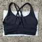 Solid Color Soft Cross Back Women Fitness Bra Tights Yoga Vest High Strength Shockproof Gym Sports Top Push Up With Chest Pad
