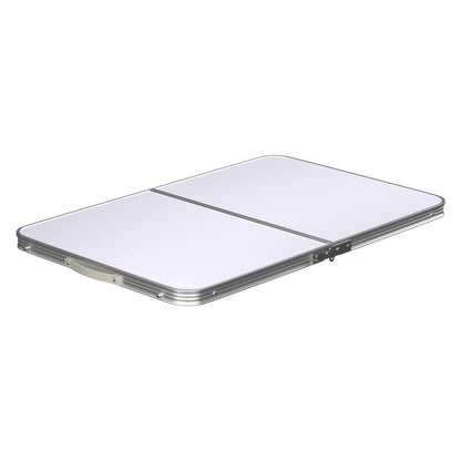Picnic Folding Table Aluminium Foldable Adjustable Portable White Camping Table with Carrying Handle 90x60x37/67cm