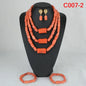 Latest Coral Jewelry Sets Nigerian Dubai Orange Necklace Sets of Beads African