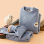 Unisex Thermal Long Johns Set for Kids 2-14 Years Winter Fleece Thick Underwear Soft Toddler Homewear Polyester Daily Wear