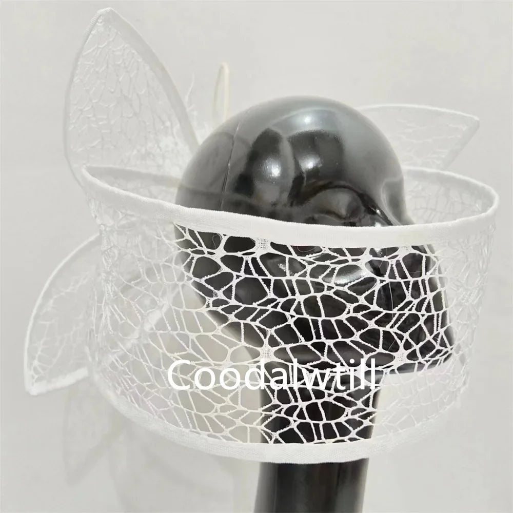 Veil White Wedding Fascinator Hat For Bride Women Mariage Headpiece Hair Clip Ladies Derby Party Tea Millinery Cap Femme Chapeau