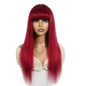 Human Hair Wigs With Bang Brazilian Straight Red Burgundy Human Hair Wigs Brown
