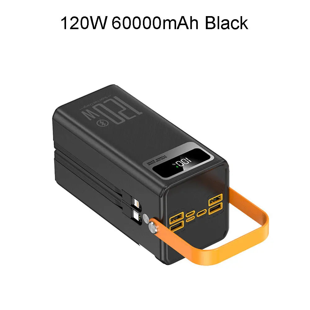 60000mAh Portable Power Bank - 120W Fast Charging Solar Generator for Camping Emergency Outdoor