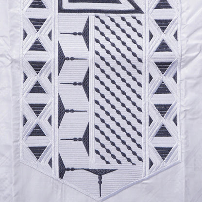 African Clothes for Men Traditional Rich Bazin Original Embroidery White Clothing Men 3 PCS Set Wedding Party Occasion 2024