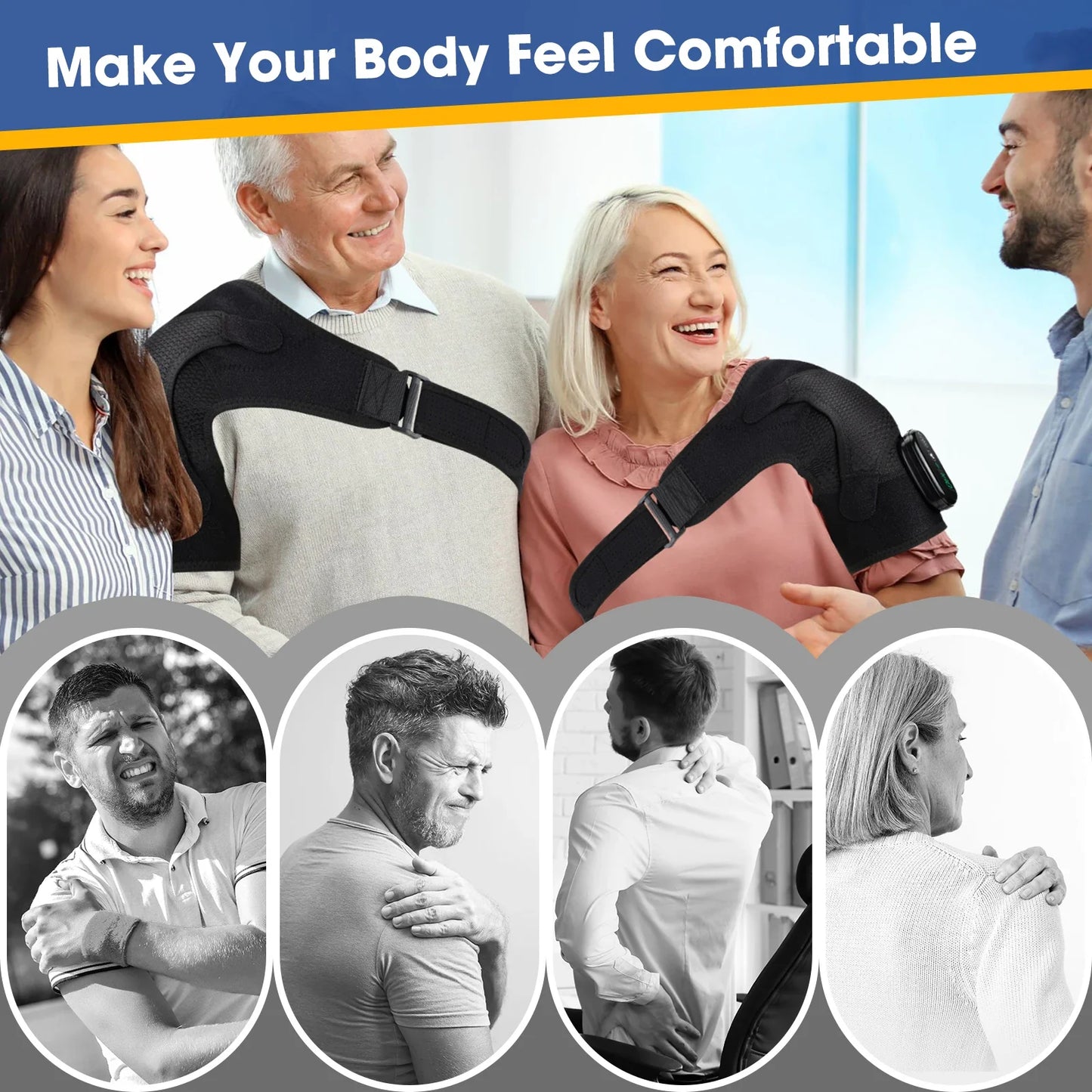 Heated Shoulder Massager Machine Eletric Vibration Heating Shoulder Massage Heater Belt Arm Hand Muscle Relaxation Pad Warmer
