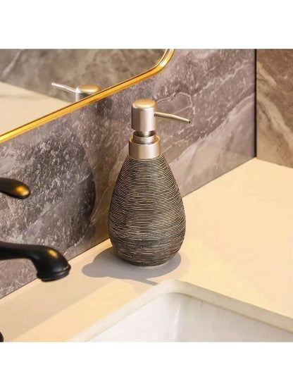 Creative Retro Style Ceramic Push-Type Soap Dispenser With Pump,  Hand Soap Bottle, Suitable For Bathrooms Kitchens And Toilets