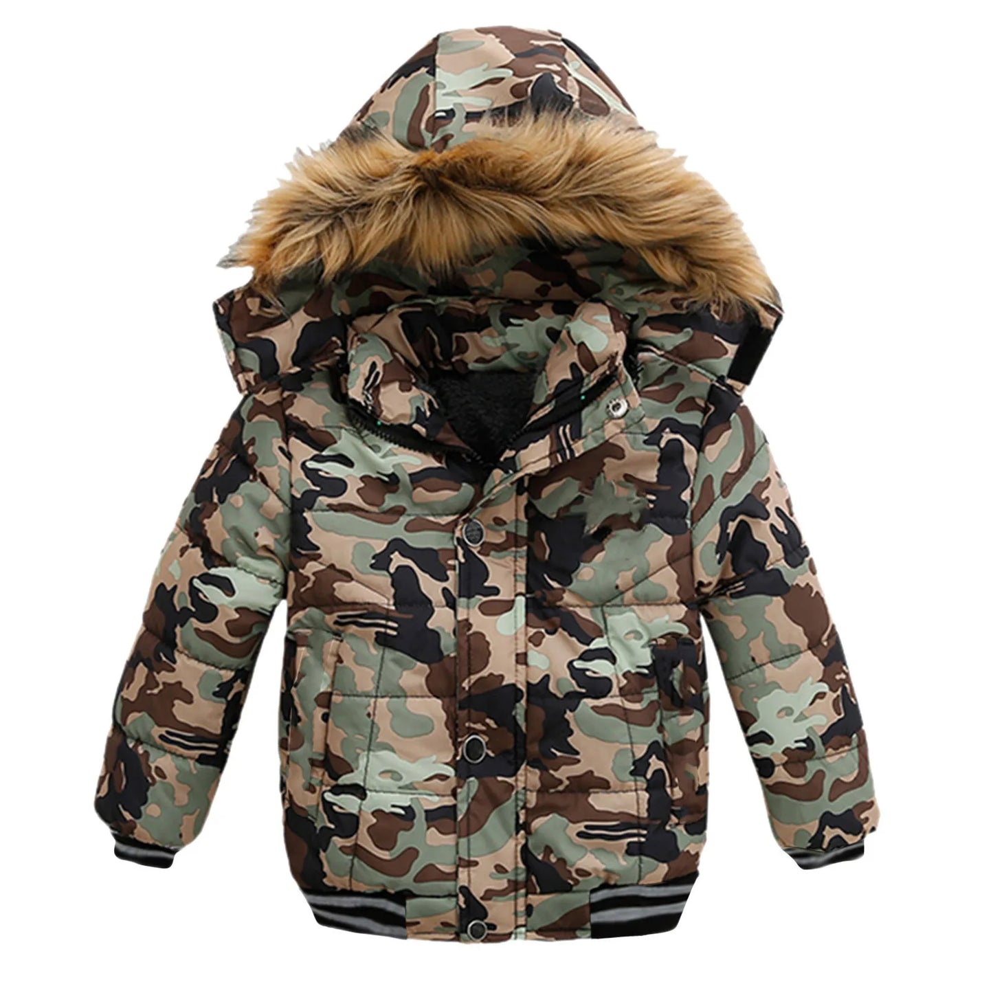 2025 Winter Children Warm Clothing Boys Down Jacket Baby Polyester Fiber Hooded