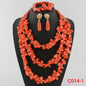 Latest Coral Jewelry Sets Nigerian Dubai Orange Necklace Sets of Beads African