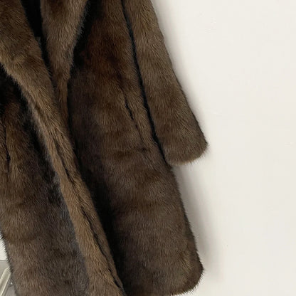 High Quality Long Length Woolen Faux Fur Coat Women's Autumn Winter Elegant Tailored Collar Jacket Non-Mink Fur Coats