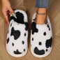 Pallene Cow milk Fuzzy Slippers Women Winter Cartoon Fur Slippers Soft Cozy Plush House Shoes Female Bedroom Cute Furry Slides