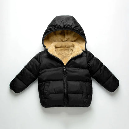 Winter Baby Kids Fleece Jacket Warm Hooded Down Outerwear
