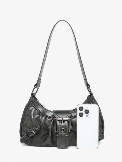 Hot Selling Maillard-Style Retro Small Bag Spicy Girl Y2K Wasteland-style Vintage Leather Shoulder Armpit Bag 2025