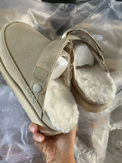 Winter Warm Thick Soles covered Half Slipper Shoes for Women