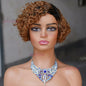 Ombre Blonde T1B27Pixie Cut Short Curly Bob Side Part Non Lace Front 100%
