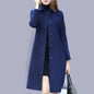 Women's Medium-Length Slimming Woolen Overcoat Autumn Winter plus Sizes Smooth Silhouette Single Breasted Button Closure