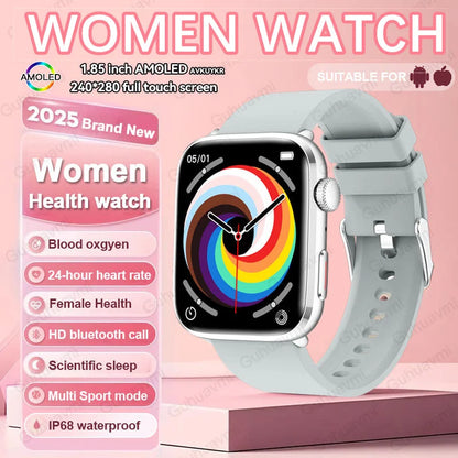 2025 AI Diagnosis NFC Smart Watch Women 1.85 inch AMOLED Blood pressure Heart