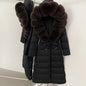 Real Faux Fur Collar Puffer Jacket Duck Down Thick Coat For Women