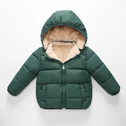 Winter Baby Kids Fleece Jacket Warm Hooded Down Outerwear