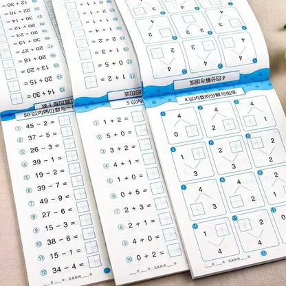 Handwritten Arithmetic Exercise Books Learning Mathematics Workbook 61 Pages Addition and Subtraction Children's Notebooks