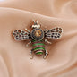 Vintage Classic Women Luxury Bee Crystal Brooch Jewelry Big Rhinesotne Metal Insect Badges For Lady Suit Coat Brooches Pins Gift