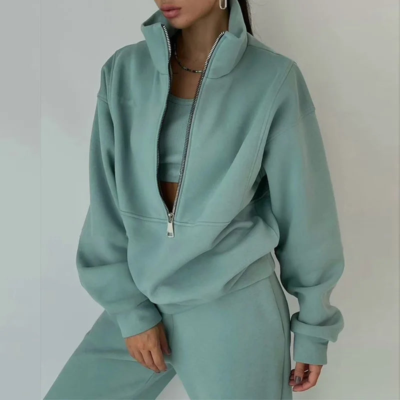 Women's Two-piece Sweater Fleece Sports Tracksuit