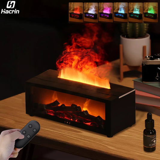 Air Humidifier Essential Oil Diffuser Flame Aroma Humidifier Home Room Fragrance Diffuser with Night Light Aromatherapy Diffuser