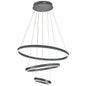 KOMORE Modern 3 Ring Aluminum Round Hanging LED Pendant Light Stepless Dimming & Cool White for Kitchen Living Room Hallway