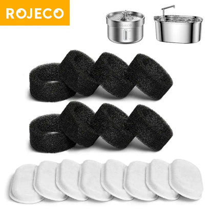 ROJECO Cat Fountain Filter For 3.2L Stainless Steel Cat Water Fountain Pet Water Dispenser Replacement Activated Carbon Filters