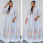 Women's Bazin Riche Long Dresses For Traditional Wedding Party and Evening Gowns White
