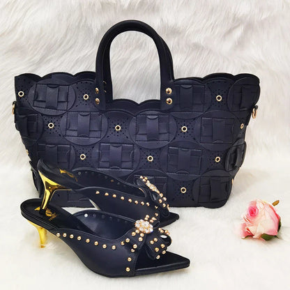 2022 Rivet Style Women Shoes and Bag to Match in Color matching High Quality