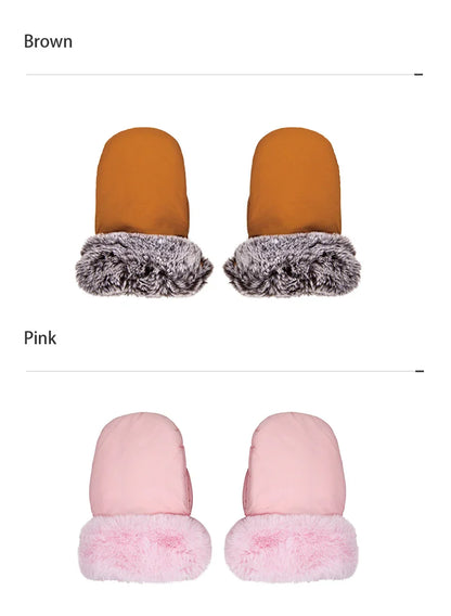 Stroller Gloves 1 Pair Winter Windproof Warm Cute Bear Brown Style Universal Prams Gloves Waterproof Baby Stroller Accessories
