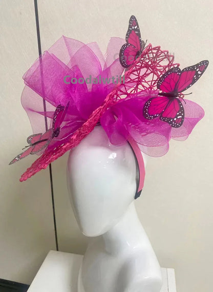 New Fascinator Wedding Headpiece Women Butterfly Headwear For Church Derby Hat