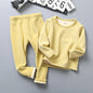 Children's Fleece Lined Thermal Underwear Set Boys Girls Stripe Design Thickened Unisex Autumn Thermal Pajamas 4-6 Years