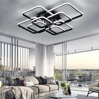 KOMORE Contemporary LED Energy-efficient Semi Flush Ceiling Light,  White / Stepless Dimming