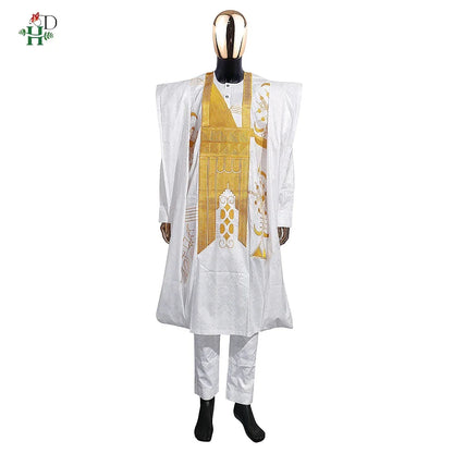 Family Matching African Wedding Outfits For Husband and Wife Bazin Riche Robes Custom Couple Dashiki Set Boy Kid white Dress