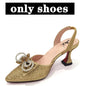 Women's Rhinestone Bow Side Italian Party Shoes And Bags Set