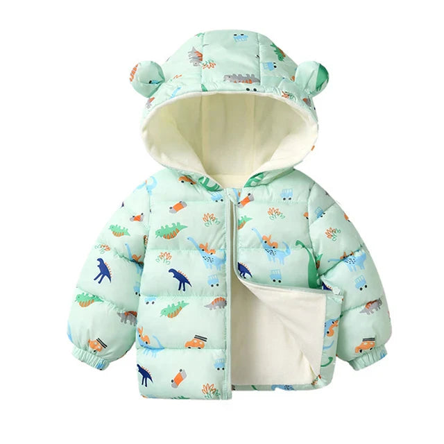Winter Baby Kids Fleece Jacket Warm Hooded Down Outerwear