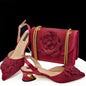 Women's Pointed-Toe Large Flower Decoration Rhinestone Low Heel Italian Shoes